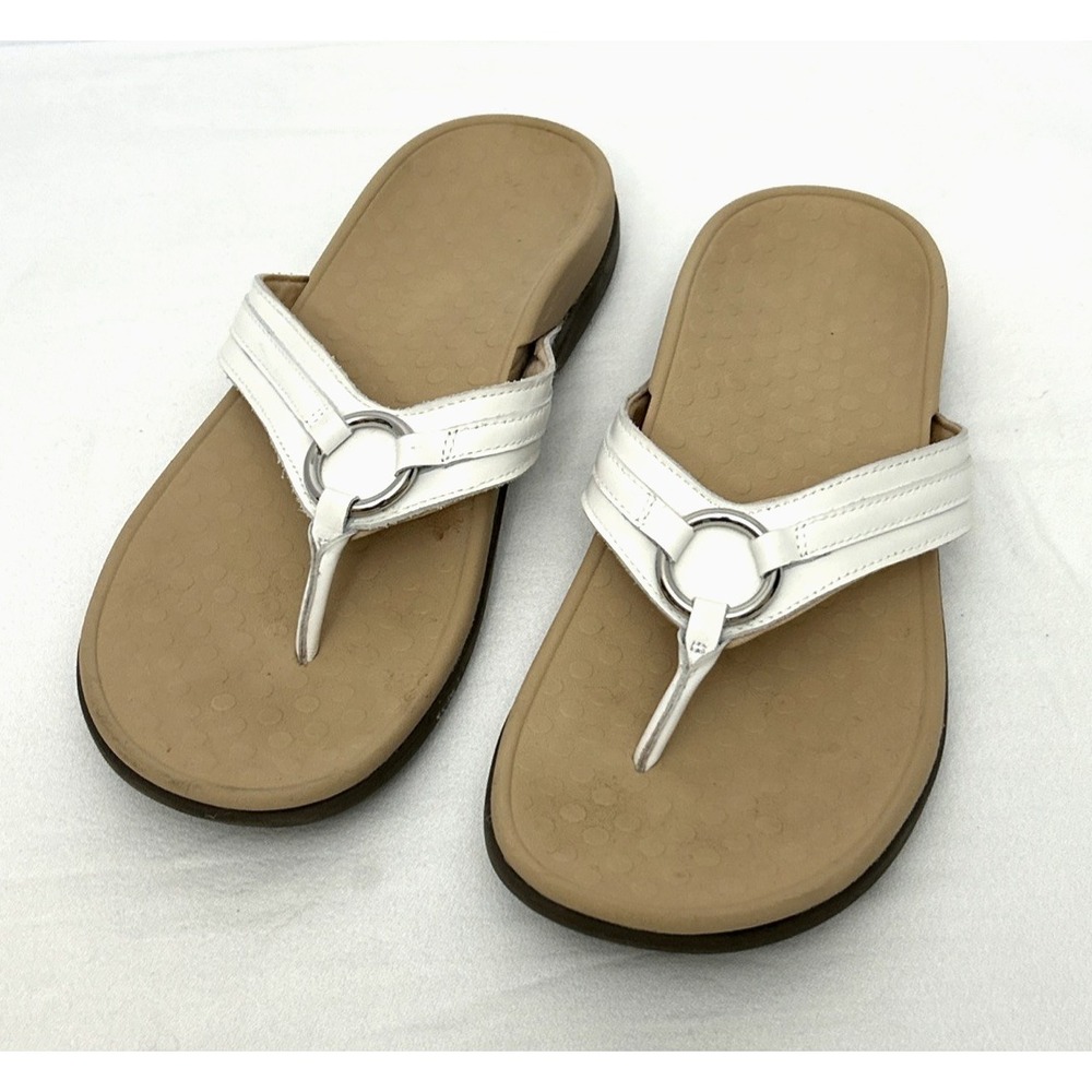 Vionic Tide Aloe Patent White Leather Flip Flop Thong Sandals Size 10M